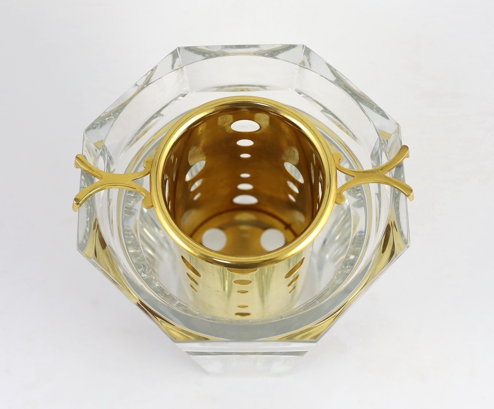 A Baccarat Harcourt octagonal champage bucket, lacking gilt metal outer frame/handles, 22.5cm high